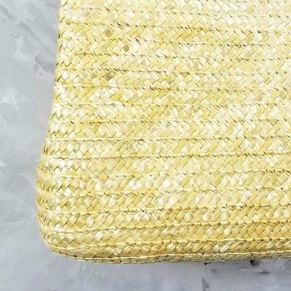 CROFT & BARROW Straw Tote Purse Satchel Handbag, Woven Bag w/Yellow Gingham Lin. - Picture 8 of 10